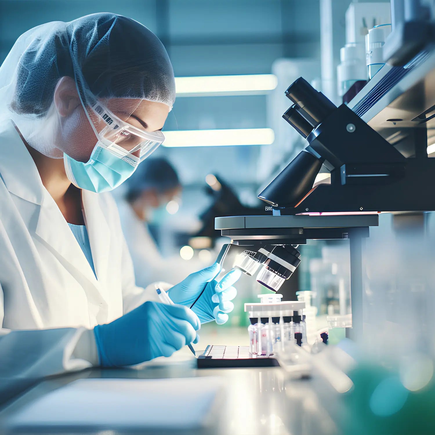 Scientist examining a sample. Shows CreaGums commitment to scientifically backed ingredients.